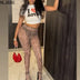 HLJ&GG Fashion Y2K Letter Printing Crop Top Two Piece Sets Women Round Neck Short Sleeve Tshirts And Leopard Pants Outfits 2025