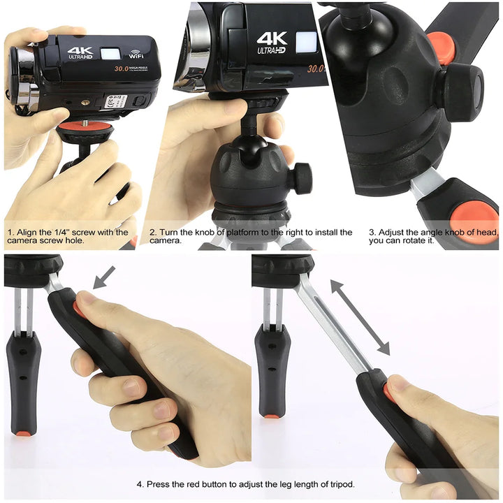 Andoer H20 Mini Tabletop Tripod Portable Foldable Phone Camera Tripod Stand with Removable Ball Head with 1/4 Inch Screw