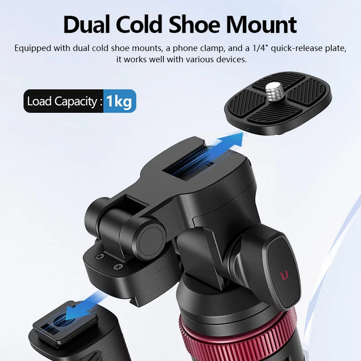 Ulanzi MT-78 Quick-Release Tripod with Cold Shoe Mount 1.85M Height with Flexible Ball Head for Selfie Vlogging Live Photograph