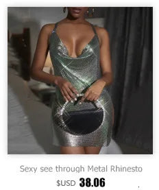 Sexy see through Chain Sequin summer dress women backless mini birthday party dress night club outfits evening dresses vestidos