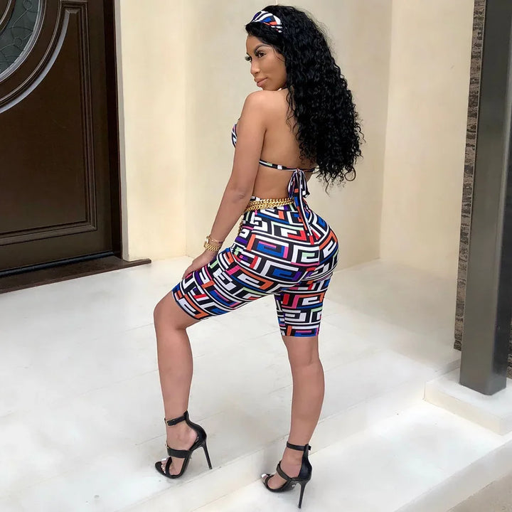 S3330 Sweetpants Three-Piece Set With Headscarf Six Colors Women's Fashion Outfit Short Skirt Set From China Mainland