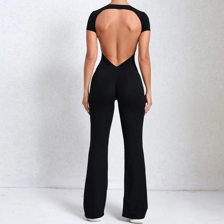 Women Sports Flared Pants Fitness Rompers Stretch Workout Bodysuits Jumpsuit Long Sleeves Gym Set Women's Yoga Suit Sportswear