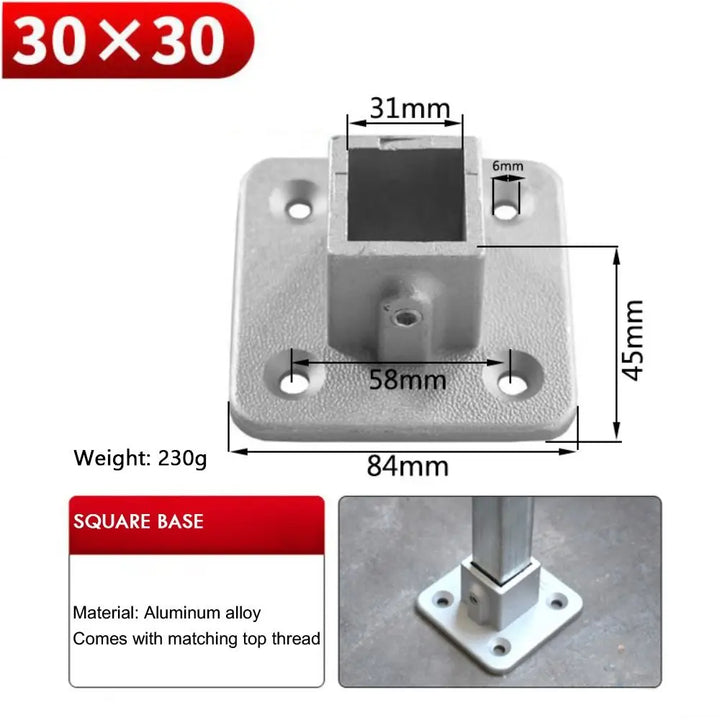New Aluminum Alloy Square Tube Fixed Pipe Clamp Connector Accessories Aluminum Alloy Elbow Three-way Square