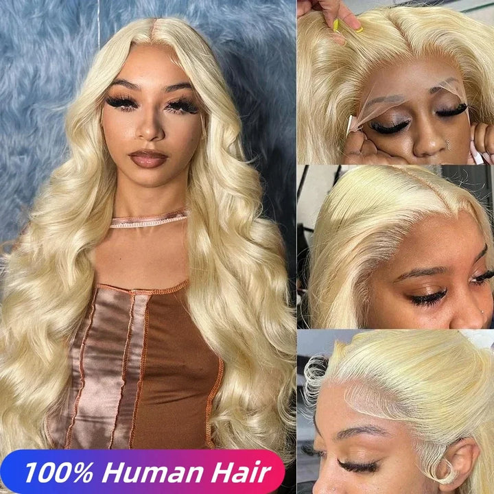 30 Inch 13x6 Lace Front Human Hair Wigs For Women 13x4 613  Honey Blonde Colored Wigs HD Transparent Body Wave Wigs