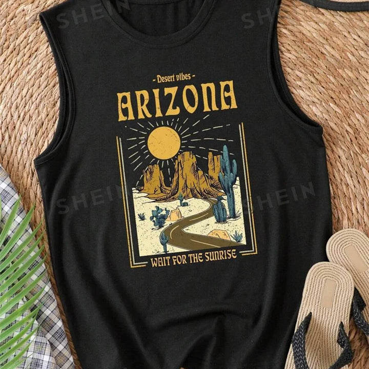 Rock Hip Hop Print Women's Tank Top Summer Street Fashion Women's Crew Neck Tank Top Everyday Casual Women's Sleeveless T-shirt