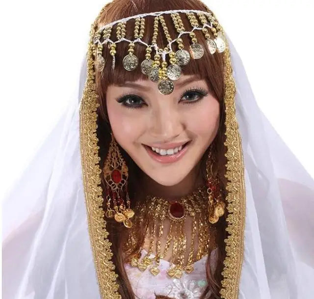 Women's Belly Dancing Accessories Coin Head chain Decoration Belly Dance India Headwear Scarf Headpiece Costumes