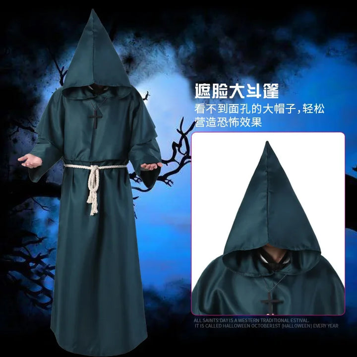 New Halloween Men Medieval Monk Robes Monk Costumes Wizard Costumes Priest Costumes Cosplay Costumes