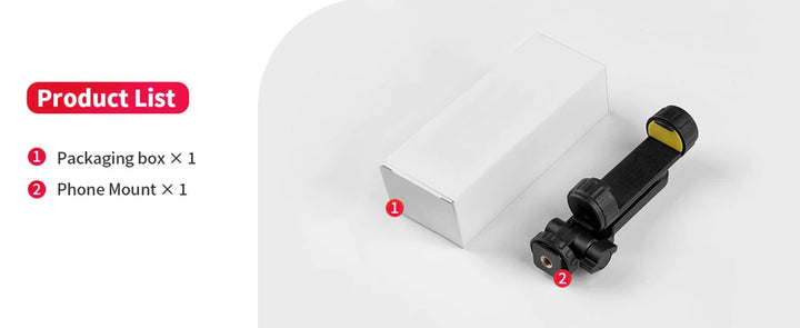 Camera Hot Shoe Phone Holder Mount Clamp Clip w 2 Cold Shoe 1/4'' Tripod Adapter Stand Mic Fill Light for Smartphone TikTok Vlog