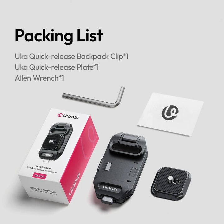 Ulanzi UKA07 Uka Quick-Release Kit for Backpack Hassle-Free Hanging 10KG Load Suit for Arca-Swiss & F38 Quick Release System