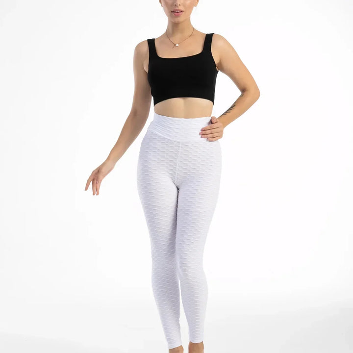 Women High Waist Bubble Leggings Seamless Yoga Leggings High Elastic Hip Liftting Gym Trainning Running Slim Fashion Pants