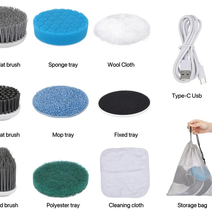 8in1Multifunctional Electric Cleaning Brush,USB Rechargeable Household Bathroom Toilet Kitchen Ceiling Floor Flat Window Cleaner