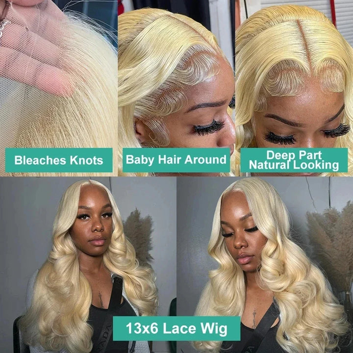 30 Inch 13x6 Lace Front Human Hair Wigs For Women 13x4 613  Honey Blonde Colored Wigs HD Transparent Body Wave Wigs