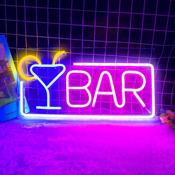 Bar Letter Neon Sign LED Light, Wall Lamp for Bar Party Night Club Man Cave Restaurant Festival Celebration Decoration Party