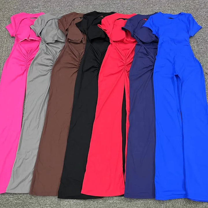 Women Sports Flared Pants Fitness Rompers Stretch Workout Bodysuits Jumpsuit Long Sleeves Gym Set Women's Yoga Suit Sportswear