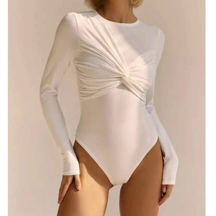 Sexy Autumn Bodysuits Women Long Sleeves Off Shoulder Corset Slim Crossed Bodysuits Casual Lady Fashion Streetwear Bodysuits