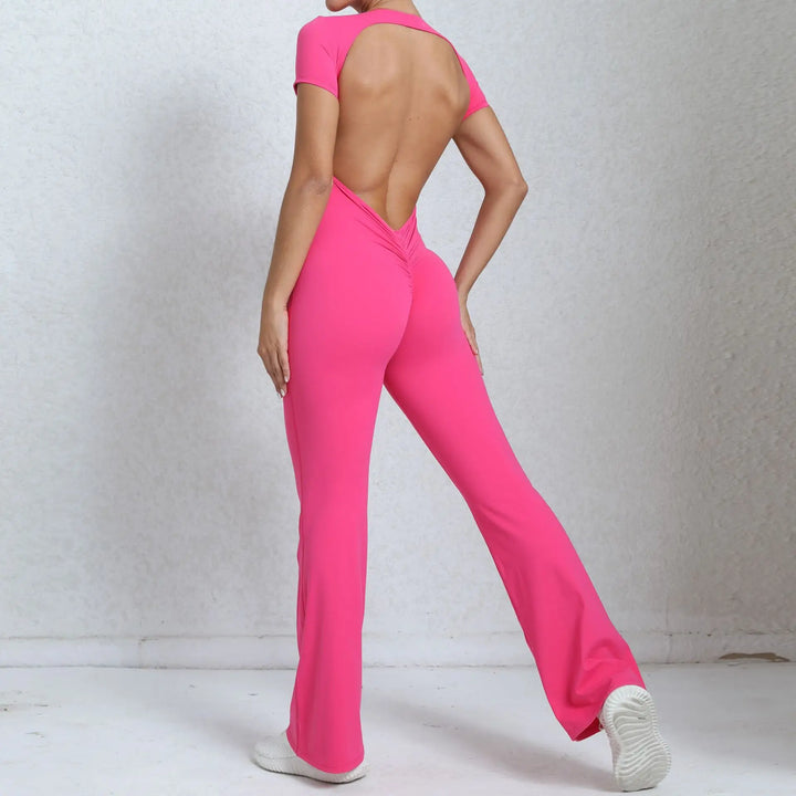 Women Sports Flared Pants Fitness Rompers Stretch Workout Bodysuits Jumpsuit Long Sleeves Gym Set Women's Yoga Suit Sportswear