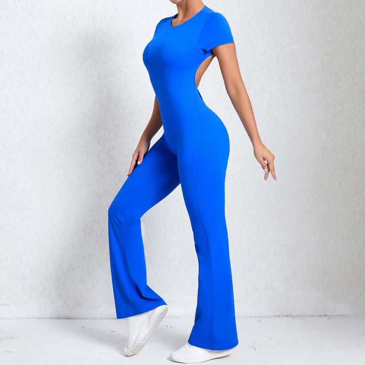Women Sports Flared Pants Fitness Rompers Stretch Workout Bodysuits Jumpsuit Long Sleeves Gym Set Women's Yoga Suit Sportswear