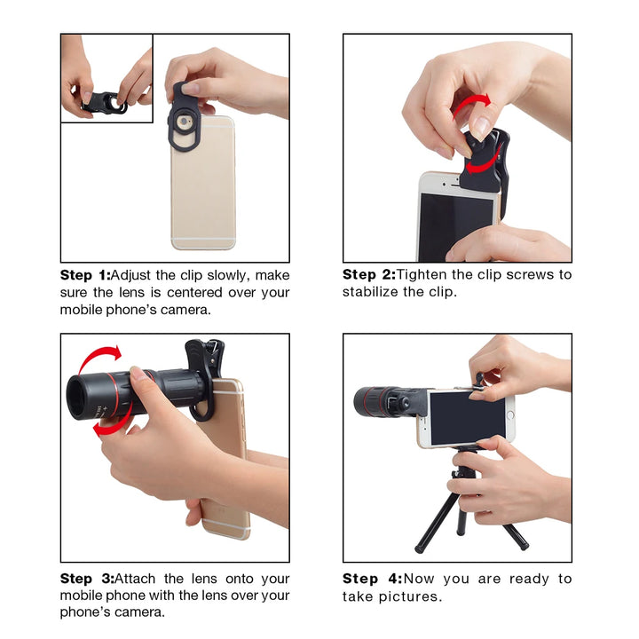 Mobile Phone Lenses 18X Telescope Monocular Zoom Camera Lens for IPhone 7 Samsung S8 with Tripod&Bluetooth Remote Control