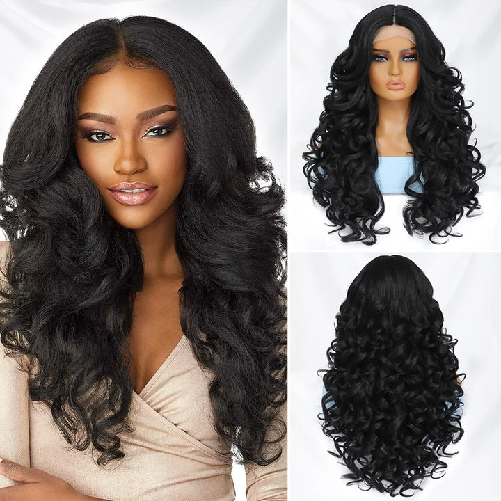Synthetic Black Brown Curly Wig Lace Front Wigs For Women Blonde Orange Female Lace Wig Daily Use 13X4X1 Cosplay Hair