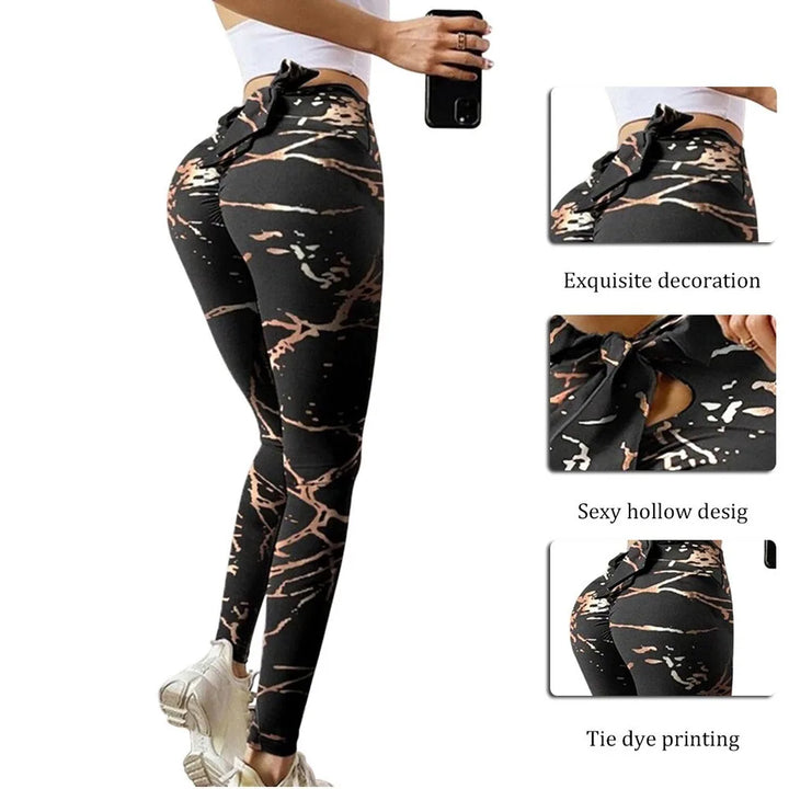 Peach Hip Lifting Sports Fitness Bow Yoga Leggings Internet Celebrity European and American Fashion Women Casual Leggings