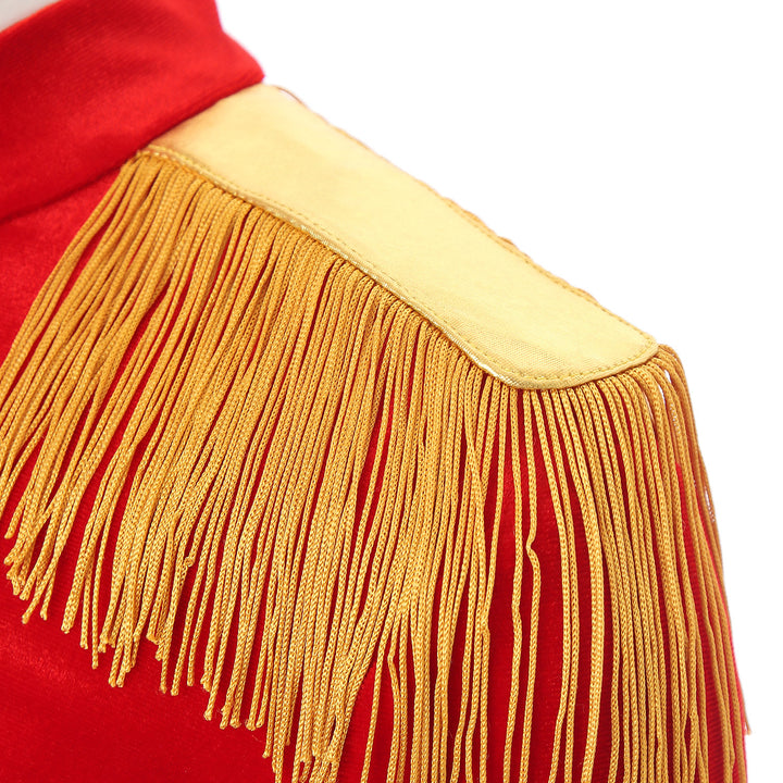 Womens Circus Ringmaster Costume Jumpsuit Halloween Carnival Party Long Sleeve Tailcoat Velvet Fringed Sexy Cosplay Bodysuit