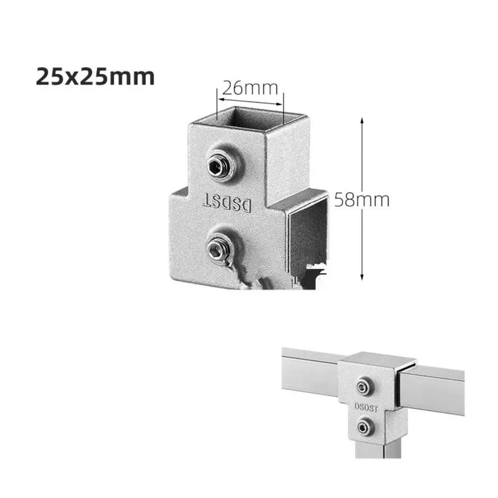New Aluminum Alloy Square Tube Fixed Pipe Clamp Connector Accessories Aluminum Alloy Elbow Three-way Square