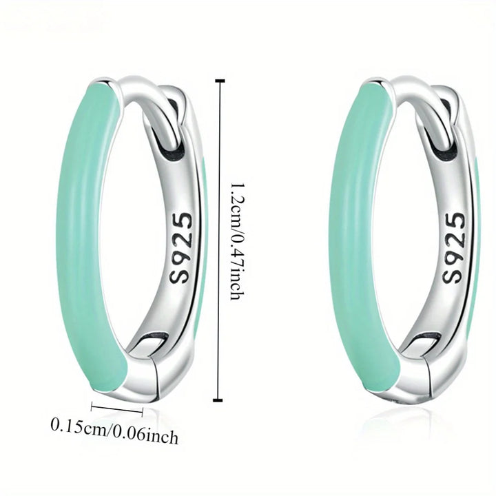 S925 Elegant sterling silver turquoise stud earrings - a versatile fashion jewelry gift.