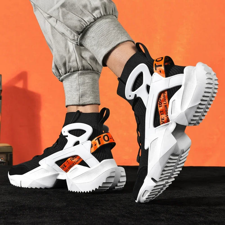 High-top Sock Sneakers Men Trendy Hip-hop Sports Shoes Male Mesh Breathable Jogging Shoes Oversize Walking Shoes Male Footwear