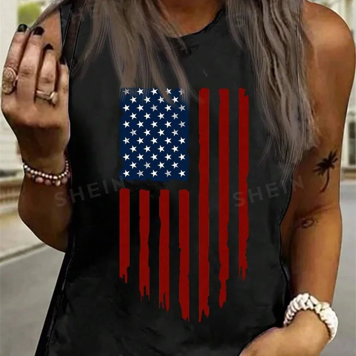 Rock Hip Hop Print Women's Tank Top Summer Street Fashion Women's Crew Neck Tank Top Everyday Casual Women's Sleeveless T-shirt