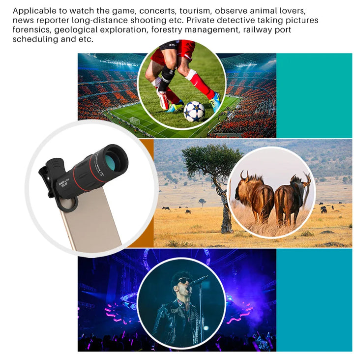Mobile Phone Lenses 18X Telescope Monocular Zoom Camera Lens for IPhone 7 Samsung S8 with Tripod&Bluetooth Remote Control