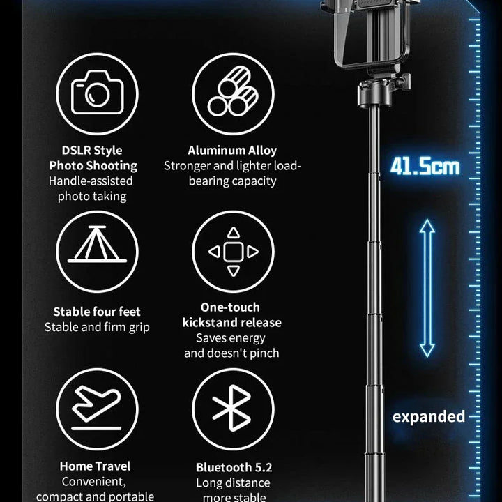 Newly Upgraded Design Mini Bluetooth Portable Telescopic Multifunctional Tripod Phone Selfie Stick