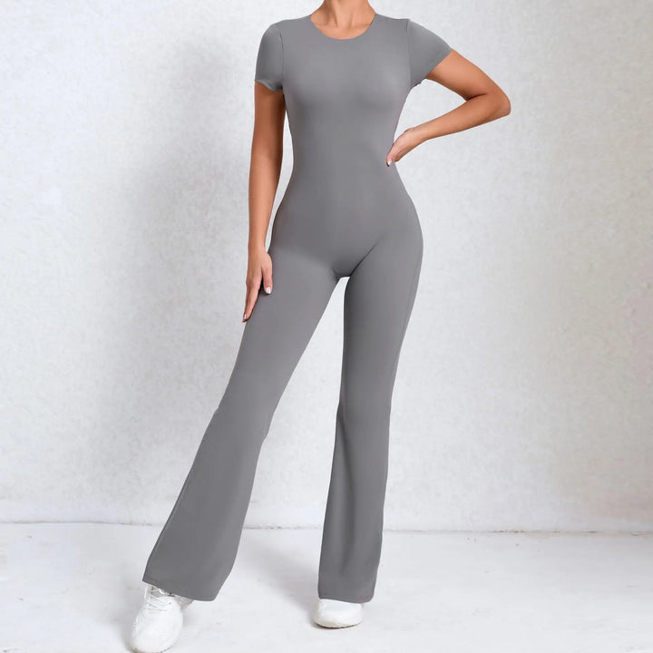 Women Sports Flared Pants Fitness Rompers Stretch Workout Bodysuits Jumpsuit Long Sleeves Gym Set Women's Yoga Suit Sportswear