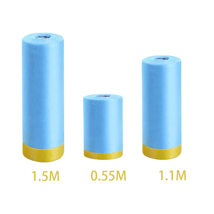 3 Sizes Pre-Taped Masking Film for Auto Painting Covering Tape and Drape Cloth PE Pre-Adhesived Dust Paint Protective Drop Film