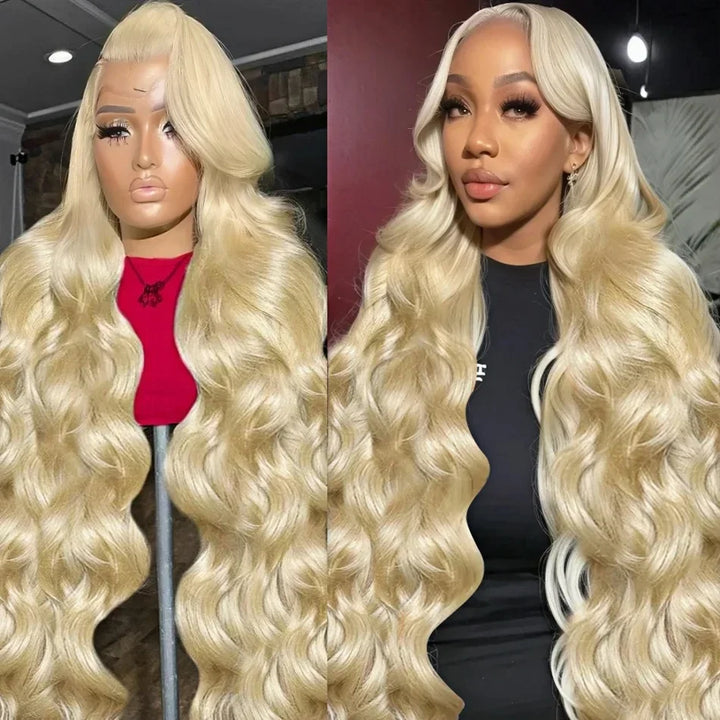 30 Inch 13x6 Lace Front Human Hair Wigs For Women 13x4 613  Honey Blonde Colored Wigs HD Transparent Body Wave Wigs