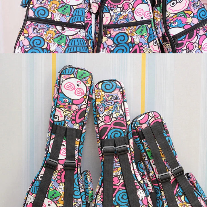 Violin Bag Portable Cartoon Pattern Oxford Cloth Ukulele Storage Bag String Instrument Parts Accessories Violin Case Suitcase
