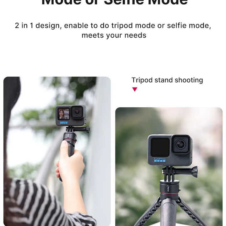 Ulanzi Extended Action Camera Tripod Quick Instal Switch Tripod for Gopro 12 11 10 9 8 Max Extend Gopro Vlog Tripod Accessories