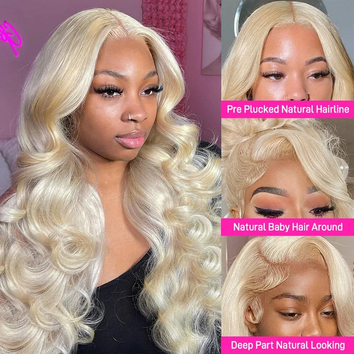30 Inch 13x6 Lace Front Human Hair Wigs For Women 13x4 613  Honey Blonde Colored Wigs HD Transparent Body Wave Wigs