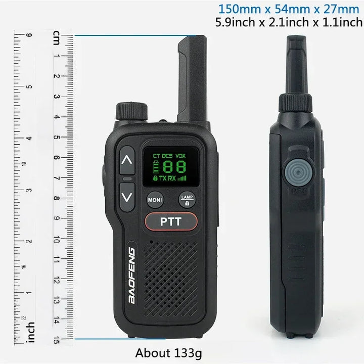 BF-T18 Baofeng Mini Walkie Talkie UHF 400-470MHz USB Charge Portable Two Way Radio 2 PTT Button 16 Channels Long Range Ham Radio