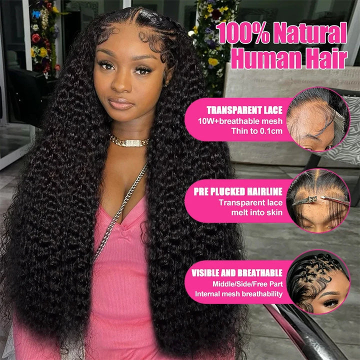 Deep Wave 13x4 Lace Frontal Human Hair Wigs 13x6 Water Curly Remy Lace Front Wigs 40 Inches Preplucked Hair For Women On Sale