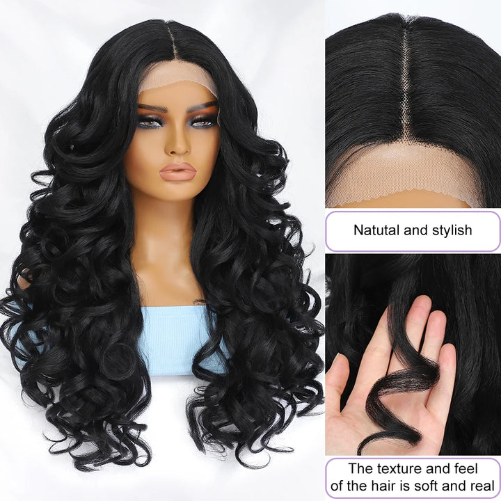 Synthetic Black Brown Curly Wig Lace Front Wigs For Women Blonde Orange Female Lace Wig Daily Use 13X4X1 Cosplay Hair