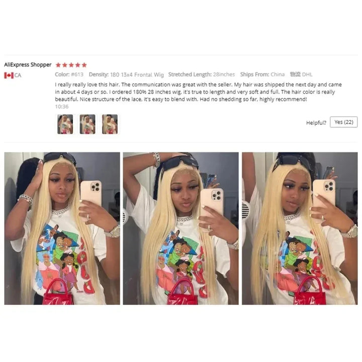 34 36 Inch HD Transparent 13x4 13x6 Full Frontal Lace 613 Blonde Colored Straight Human Hair Wigs Lace Front Wigs 200 Density