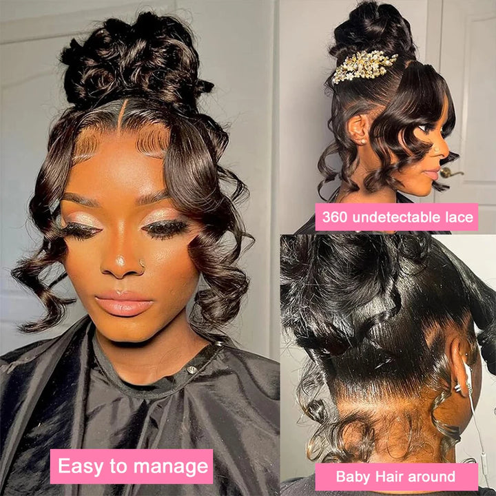 Body Wave 360 Lace Frontal Wig Transparent Lace Front Human Hair Wigs for Women Brazilian Water Wave 360 Full Lace Wig on Sale