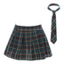 Womens Plaid Pleated Skirts With Necktie Harajuku Mini Japanese Preppy Schoolgirls Uniforms Kawaii Skirts Ladies Cosplay Costume