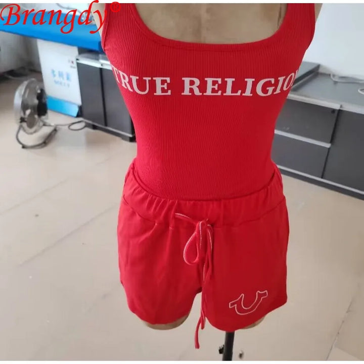 1sets 2 Piece Sets for Women Summer Outfits Printed Bright Thread Vest Shorts Suit Short Sets sexy tracksuits sports suit B13586