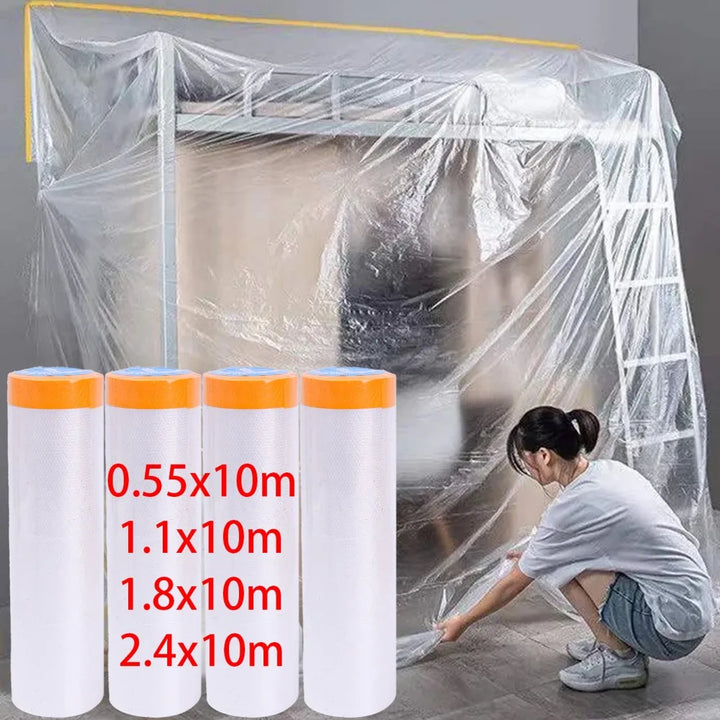 10M Self-adhesive Dustproof Film Furniture Dust Protection Masking Film Home Waterproof Plastic Film Wall Painting Protect Cover
