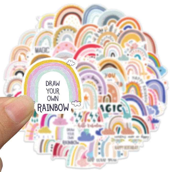 60pcs Cartoon Rainbow Stickerfor Gift Package Card Envelope Wrapping Party Baking Small Business Travel Luggage Classic Sticker