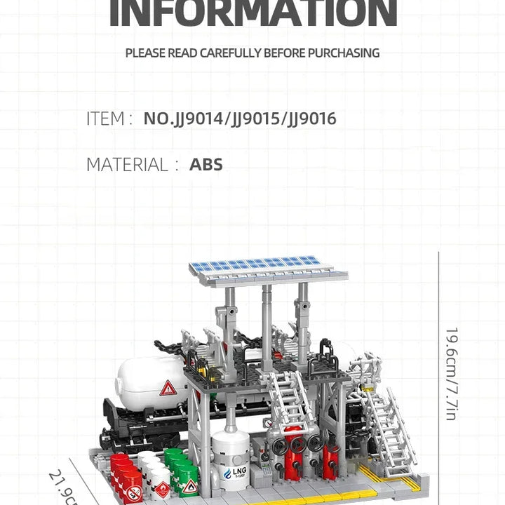 City Street View Building Blocks Natural Gas Storage Center Laboratory Transport Station 3 In 1 Assembly Model Bricks Kids Toys