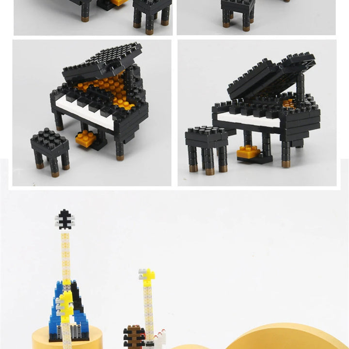 MOC Musical Instrument Building Blocks Music Series ABS Plastic Mini Piano Guitar DIY Assembly Bricks Children Educational Toys