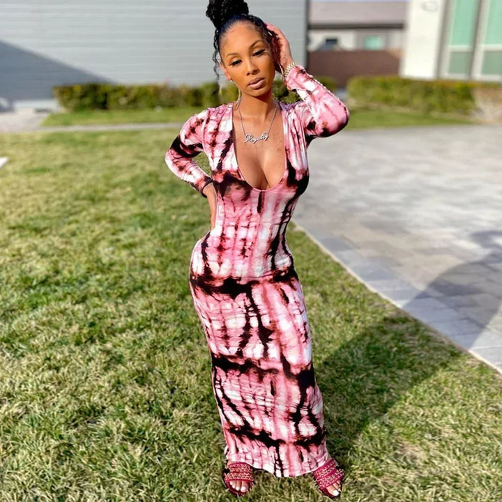 Tie Dye Bodycon Bandage Dress Women Midi Sexy Party Dresses Off Shoulder Strapless Summer Y2k Club Beach Elegant Long Vestidos