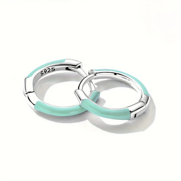 S925 Elegant sterling silver turquoise stud earrings - a versatile fashion jewelry gift.